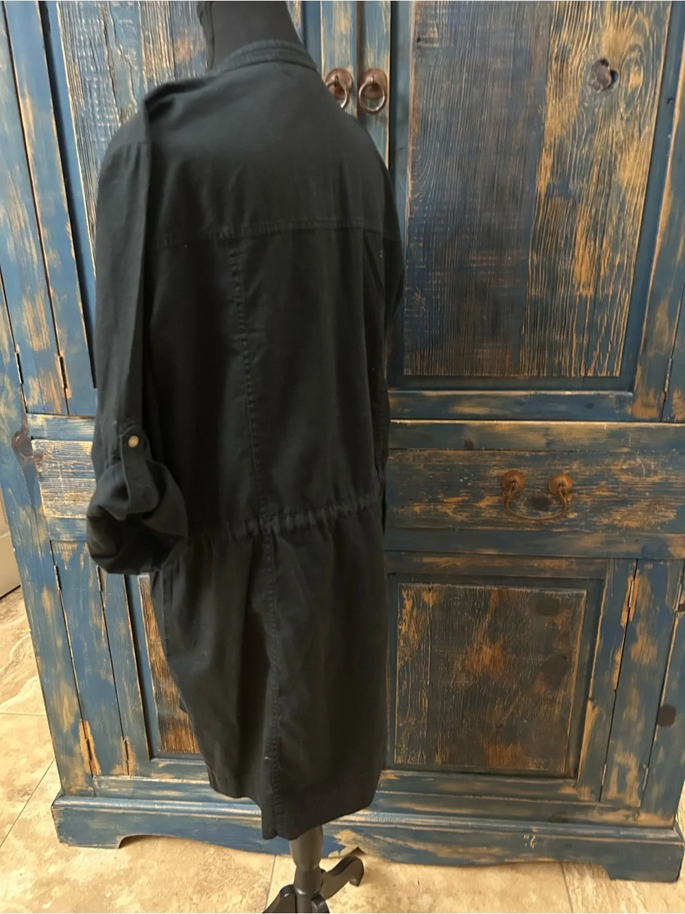Michael Kors Black Utility Shirt-Jacket with Gold Hardware